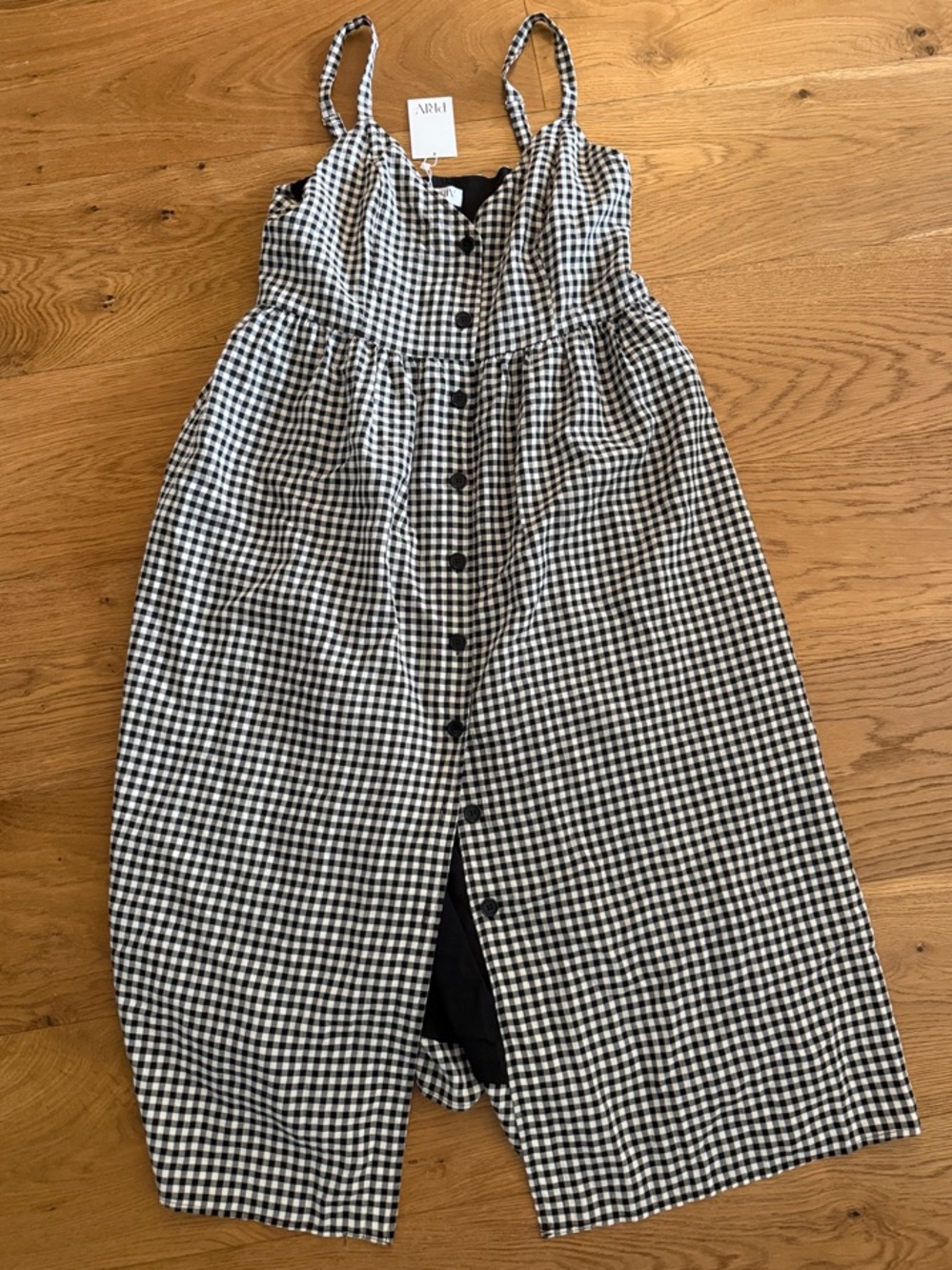Black and White Gingham Button-Front Sundress